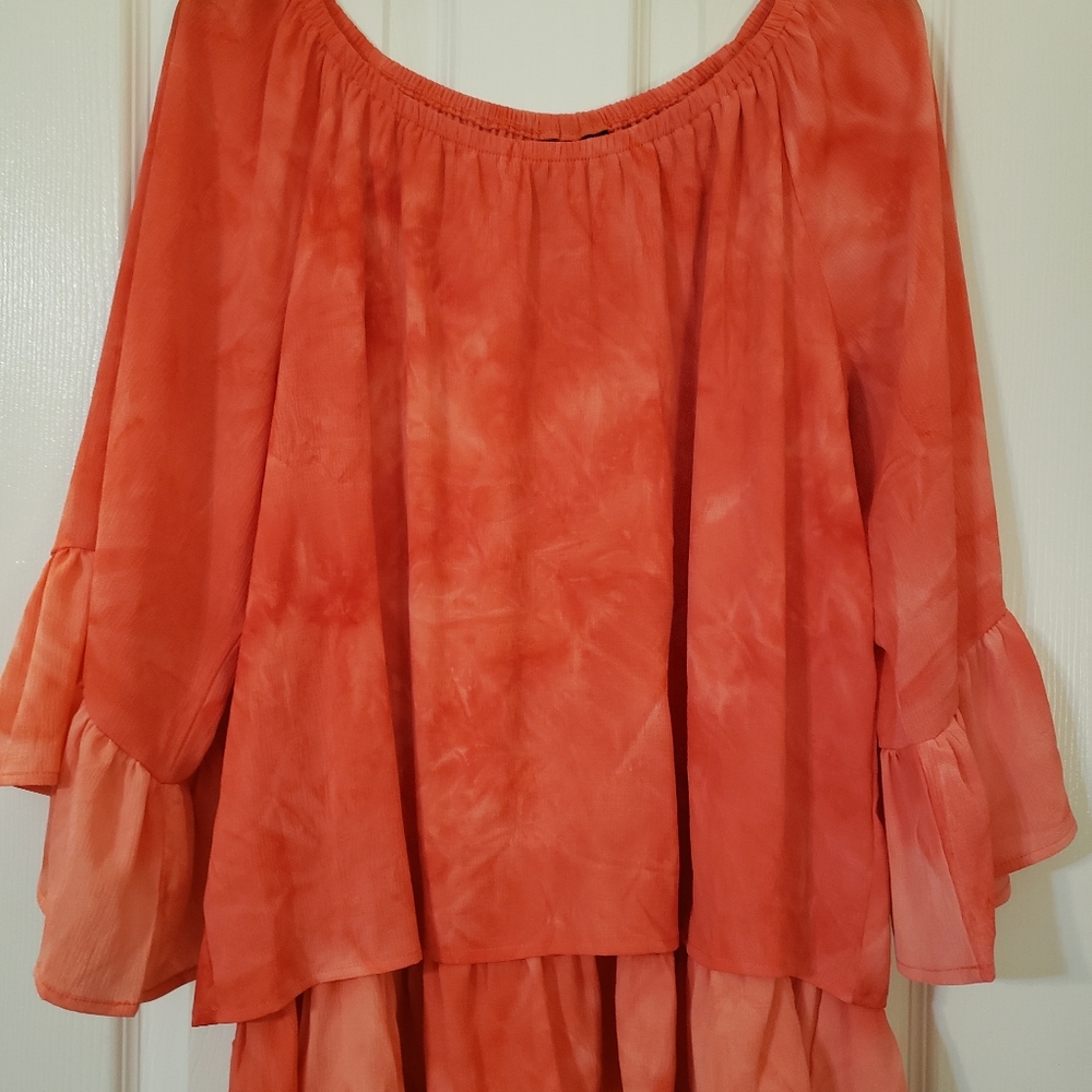 New Direction Orange Tie Dye Women's Size XL Top Blouse NWT